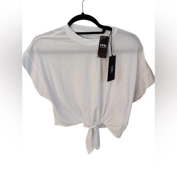 NWT Abercrombie YPD White Active Featherweight Tie Front Tee XS - Picture 2 of 7